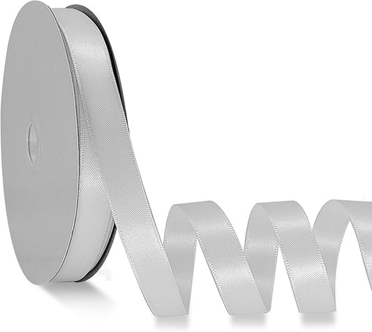 White Satin Ribbon Double Faced Satin 1/2 inch x 55 Yards Polyester Ribbon for Gift Wrapping Crafts Wedding Decoration Bows Ornaments Party Bouquet Floral Arrangement