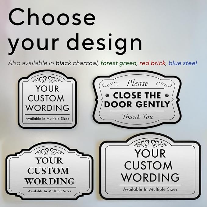 Custom Decorative Outdoor Metal Sign - Personalized Aluminum Driveway Sign, Waterproof, Made in USA - Design 1 Metallic Silver 18x12 In