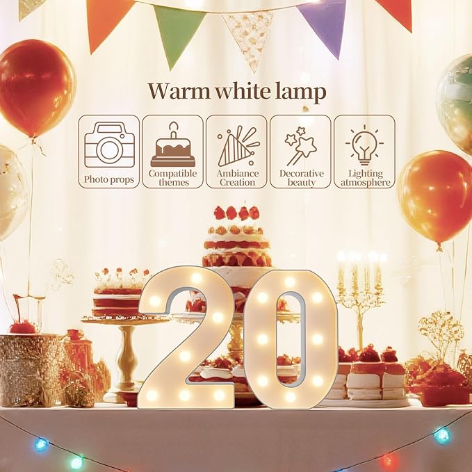 LED Marquee Light Up Numbers Sign - Lighted Birthday Numbers Sign for 21th Birthday Party Decoration, Bar Wall, Home, Table Room, Wedding and Christmas Decorations, Number 21