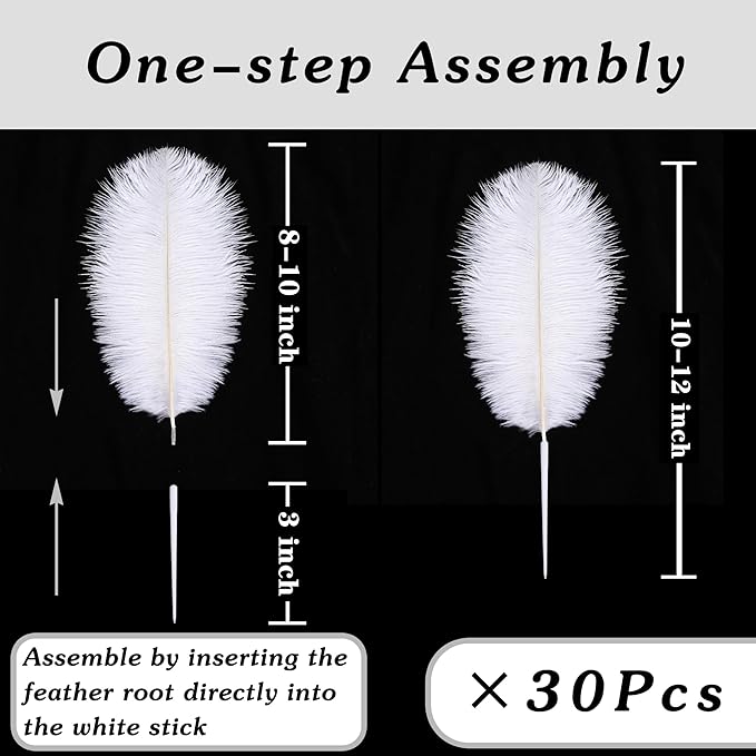 SOGUGOM Pink Craft Ostrich Feathers - 30PCS 8-10 inch Ostrich Feathers Kit for Centerpieces, Kindergarten Crafts, Dream Catchers and DIY Projects(Light Pink)