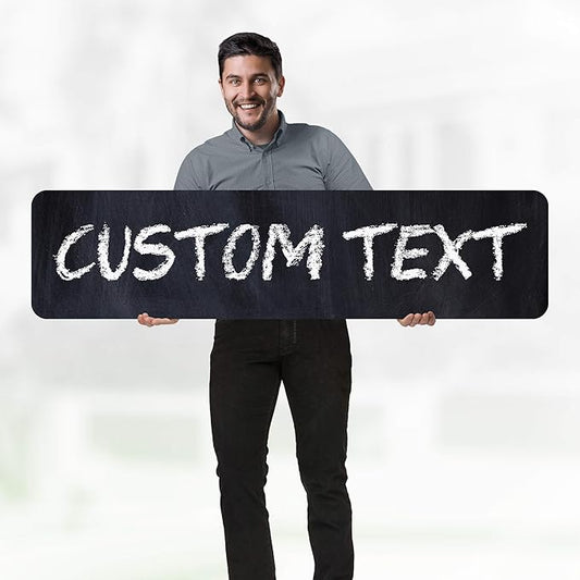 Custom Sign, Custom Street Sign, 11 Font Colors, 13 Font Styles, 4 Hole Options, 22 Sizes, 12x48 Inches, Rust Free DiBound, Fade Resistant, Made in USA by My Sign Center (Chalkboard Black)