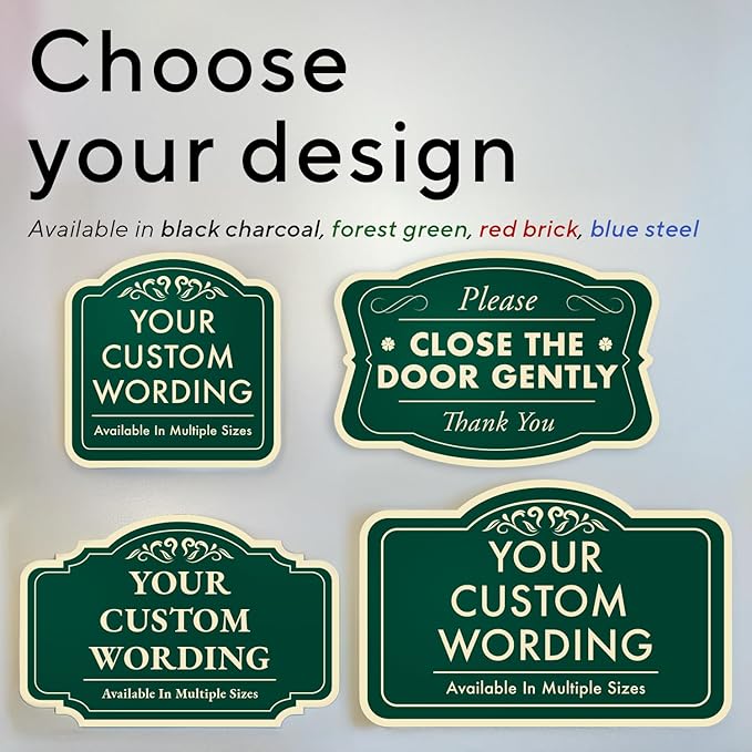 Custom Decorative Outdoor Metal Sign - Personalized Aluminum Driveway Sign, Waterproof, Made in USA - Design 3 Forest Green 42x28 In