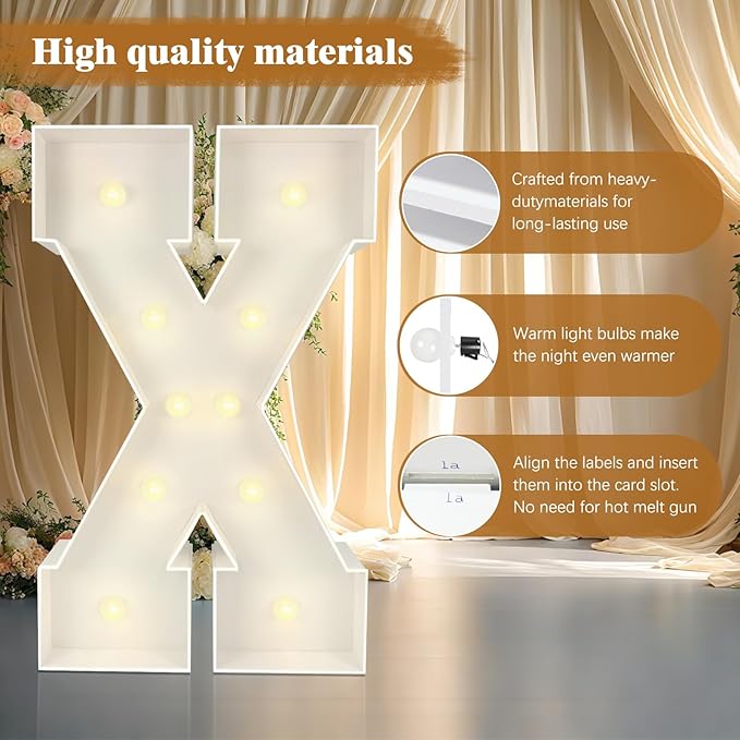 Marquee Light Up Letters: 4FT Large Decorative Signs for Party Decorations Baby Shower Birthday Wedding Engagement Anniversary, 4 Feet Tall Pre-Cut DIY Foamboard Letter B - Easy to Assemble