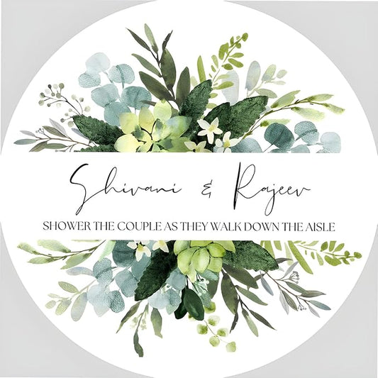 Custom Stickers for Weddings, Birthdays & Businesses - Personalized Labels with Your Logo - Waterproof, Fade and Heat Resistant - Pack of 100-1000 (Wreath Q, 2 Inch)