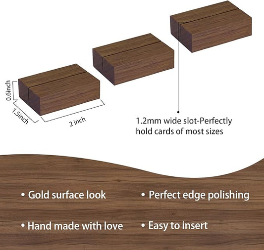 UNIQOOO 12 Pack 2" Rustic Walnut Wood Stands for Cardstock, Wedding Table Numbers Holders, Photo Holder, Photo Display Stand for Event Decor, Retail Shop, Cafe Restaurant Menu, Business Card, Name Tag
