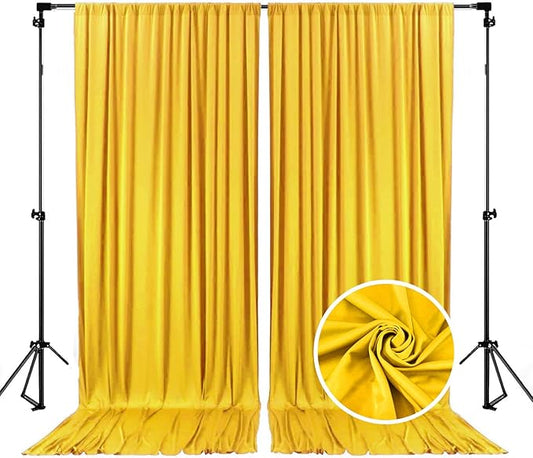 10 x 7 Feet Yellow Backdrop Curtain for Partie, Background Curtains for Photoshoot, Birthday, Wedding, Halloween, Thanksgiving, Christmas, New Year Party Decorations 5Ft x 7Ft, 2 Panels