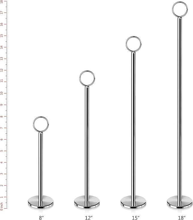 New Star Foodservice 23305 Ring-Clip Table Number Holder/Number Stand/Place Card Holder, 18-Inch, Set of 12