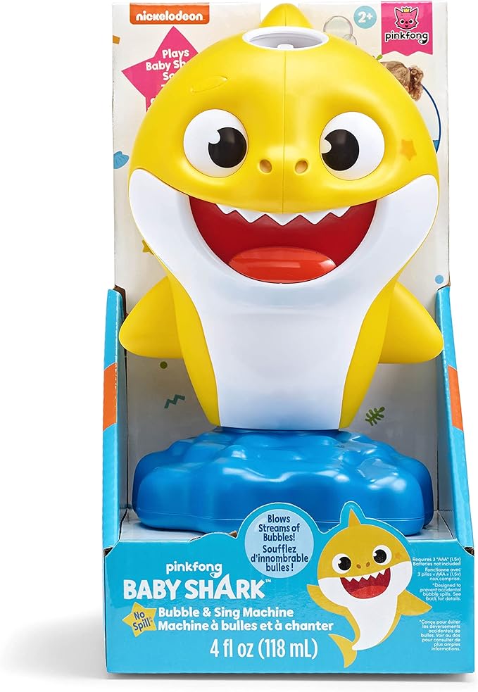 Little Kids Baby Shark NO Spill Musical Bubble Machine,Bubble Toy for Baby, Toddlers and,Amazon Toys Exclusive with 20oz of Extra Bubble Solution 91273E Multicolor