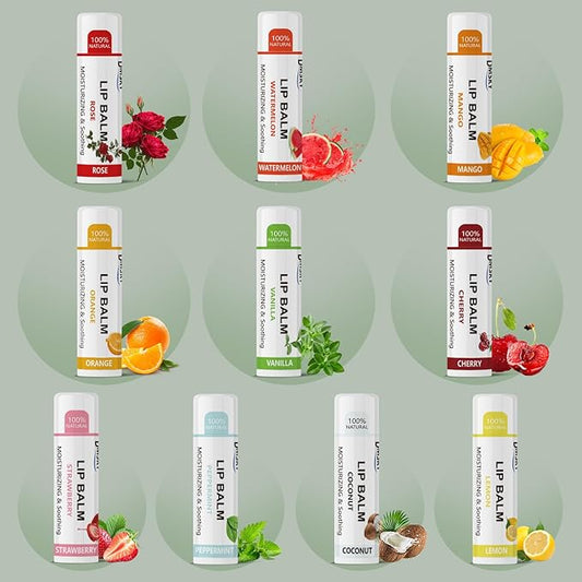 40 Pack Lip Balm Bulk, Fruit Lip Balm Variety Pack, Natural Moisturizing Balms for Dry Cracked Lips, Hydrating for Men Women Kids - 10 Flavors