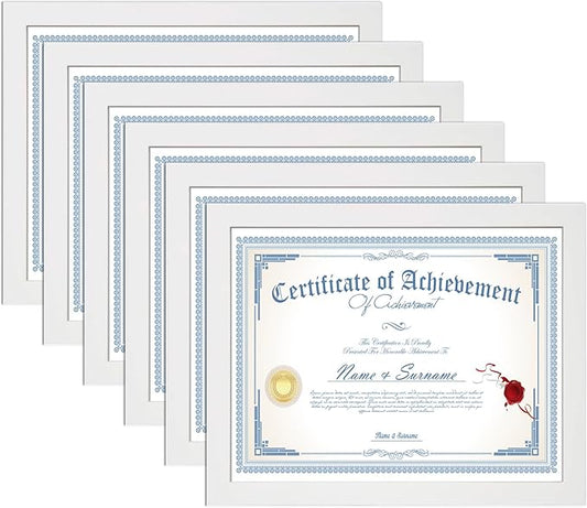 KTKDE A4 Picture Frame White set of 6 with Shatter-Resistant Glass - 8.3x11.7 Frame with Engineered Wood - Signature Collection - A4 Frame for Tabletop and Wall Home Decor best gift