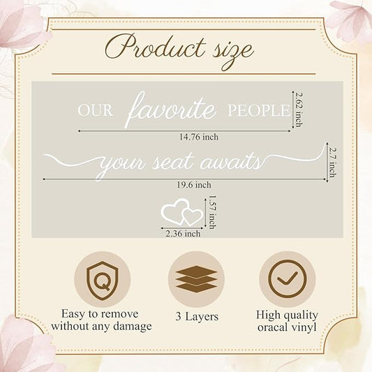3 Pcs Wedding Seating Chart Decal Stickers DIY Our Favorite People Your Seat Awaits Vinyl Decal Wedding Sign Decor Seating Chart Board Mirror Stickers(White)