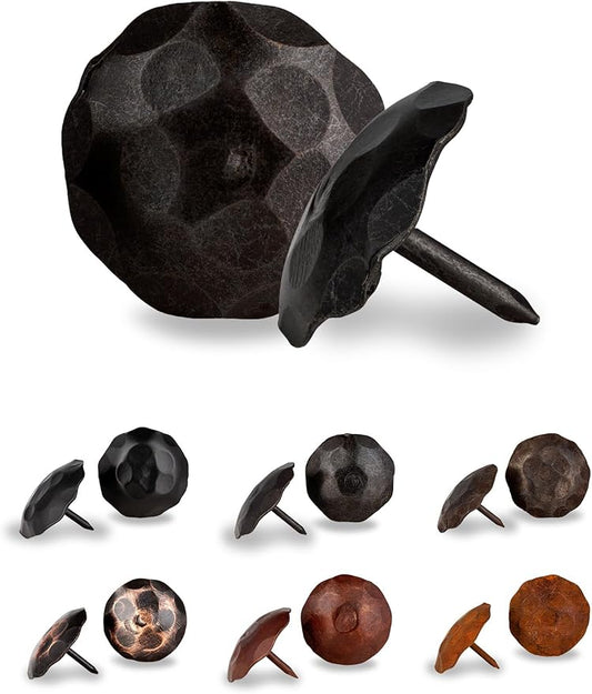 10 Pack 1" Small Round Head Iron Clavos Decorative Nails – Sealed Unfinished – Handmade Handmade Rustic Round Fasteners for Farmhouse Shutter, Barn Door, Shutters and Gates – Ornamental Wood Accent