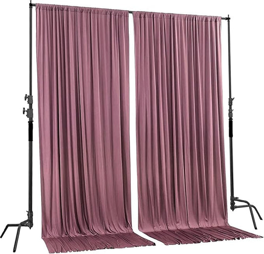 AK TRADING CO. 10 feet x 8 feet IFR Polyester Backdrop Drapes Curtains Panels with Rod Pockets - Wedding Ceremony Party Home Window Decorations - Dusty Rose