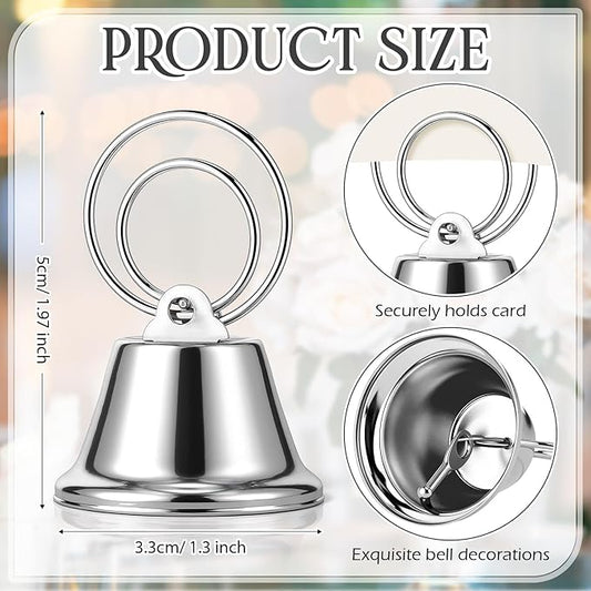 24 Pcs Table Number Holders Place Card Holders for Table 2 Inch Ring Clip Bell Number Holder Metal Picture Holder for Wedding Christmas Restaurant Home Photo Office Memo(Silver,Ring)