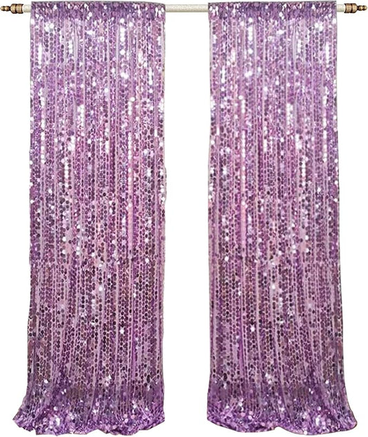 9x9FT Big Sequin Purple Backdrop Curtains, Sequin Photo Backdrop Payette Backdrop Curtain Panels, Shimmer Fabric Photography Backdrop for Wedding Party Christmas Decoration
