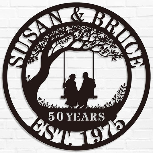 Personalized Wedding Anniversary Sign Gifts,Custom 50th 40th 65th 60th 25th 20th 10th 5th 70th Anniversary Metal Sign,Wedding Gifts for Couples,House Warming Gifts New Home,Custom Name Sign