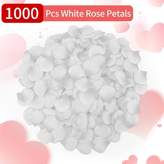 1000 Pcs Artificial Fake Rose Petals,Flower Petals for Romantic Night, Engagement, Party, Wedding, Event Flower Decorations, in Bulk(White)