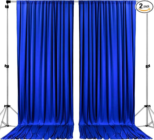 AK TRADING CO. 10 feet Wide x 12 feet Long Polyester Backdrop Drapes Curtains Panels with Rod Pockets - Wedding Ceremony Party Home Window Decorations - (Royal)