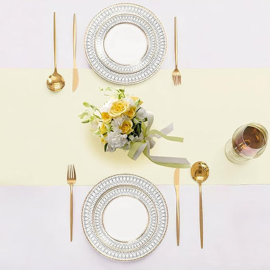 SHEJIZE 10 Pack White Satin Table Runner 12x108 Inches Long, Bright Silky Smooth Satin Table Runner Table Decor for Wedding Banquet Christmas Prom Event Birthday Party