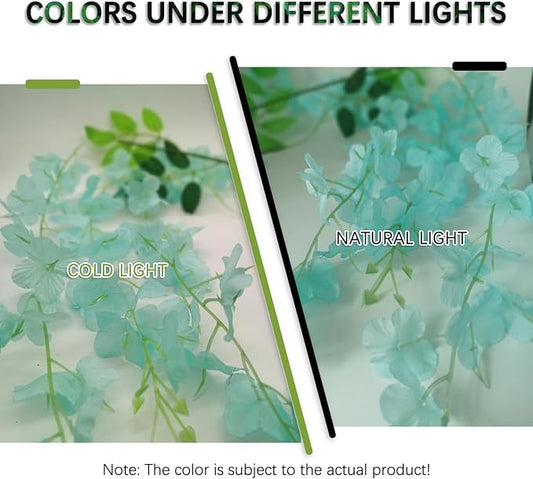 5 Pack Teal Wisteria Hanging Flowers Garland, 3.77 Feet Artificial Flower Vines, Fake Wisteria, Artificial Vines Hanging Garland for Backdrop Outdoor Yard Garden Decor