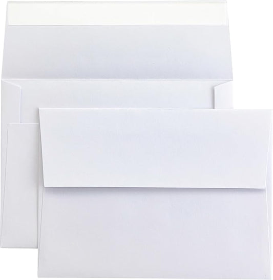 PONATIA 50 PCS 5x7 Envelopes, Self- Adhesive White A7 Envelopes for Weddings, Invitation Cards, Photos, Postcards, Greeting Cards Mailing, Baby Shower, Graduation, Christmas Gift Cards