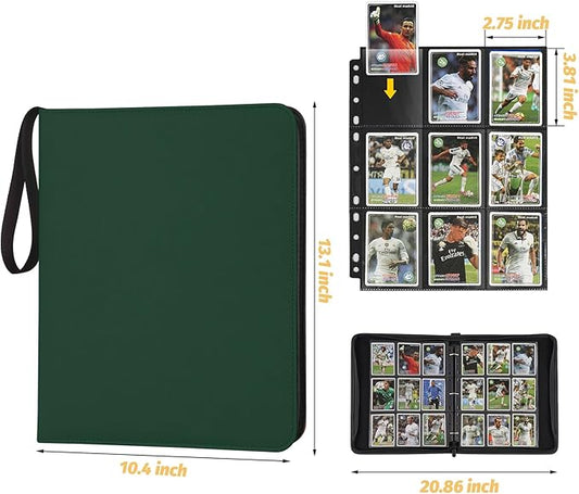 Trading Card Binder, 720 Pockets Card Binder, 9-Poccket Sided Pocket Sports Card Binder, Premium Card Binders Compatible with MTG, TCG, Baseball Cards(Dark Green)