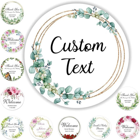 250 Pack Custom Stickers Personalized Labels for Business Logo Customized Vinyl Wedding Favors Birthday Baby Bridal Shower Make Your Own 1 Inch-10 Inch,lable-flower250
