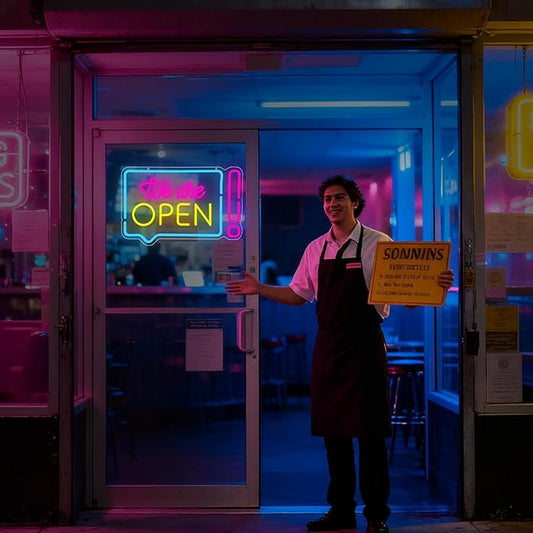 Open Neon Sign for Business, We Are Open Led Neon Light Signs for Store Shop Bar Café Restaurant Wall Decor Bright Advertisement Sign for Window Dimmable USB Powered(16.9"*11.2")