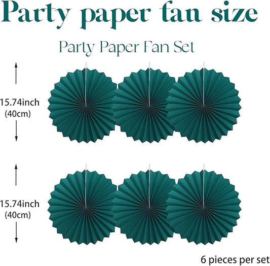 Green Birthday Decorations,DIY Green Paper Fans Hanging Decoration ,Party Supplies Party Fans 16in, Cactus Party Decorations,Wedding Graduation Events Accessories 30 Color DIY Set (Blackish Green)