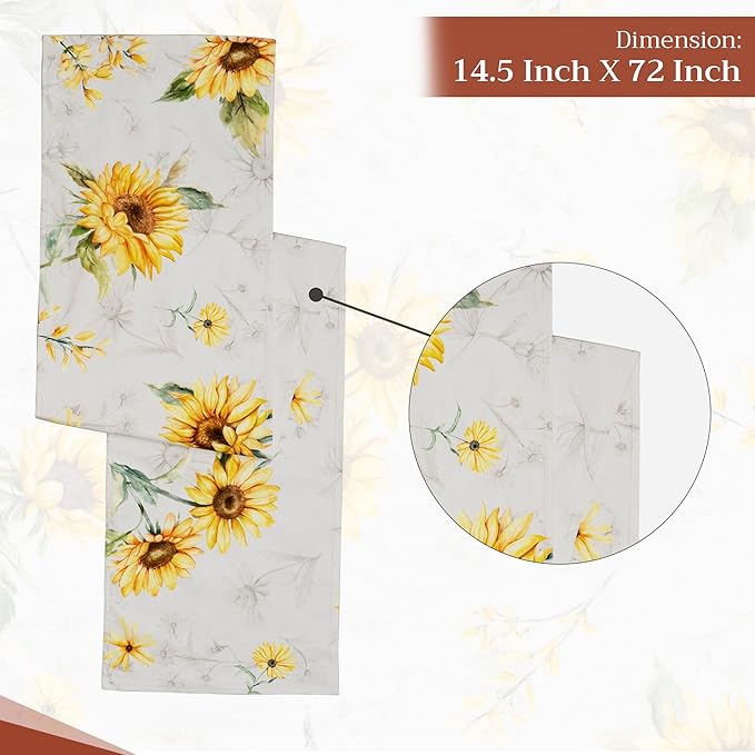 Maison d' Hermine Table Runner 100% Cotton Double Layer Table Runners 72 inches Long Decorative for Home Kitchen Dining Party Baby Shower Wedding Bridal Shower Spring Summer (Candice, 14.50" x 72")