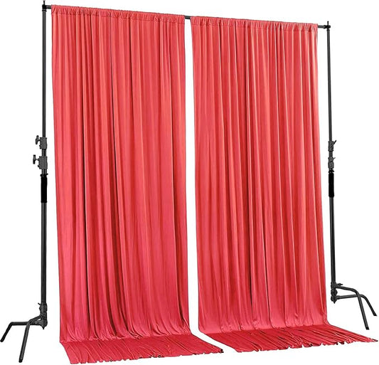 AK TRADING CO. 10 feet x 10 feet Coral IFR Polyester Backdrop Drapes Curtains Panels with Rod Pockets - Wedding Ceremony Party Home Window Decorations