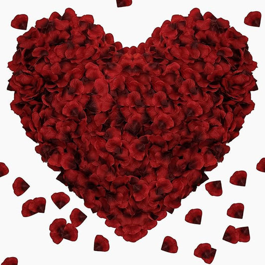 1000 Pieces Rose Petals, Artificial Silk Rose Petals, Dark Red Dot Black, Classic/Elegant/Romantic Style, Flat, Indoor Use, Wedding/Anniversary Decor