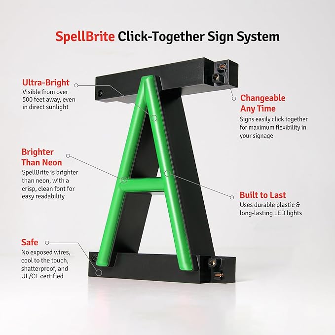 SpellBrite PINTS Sign | Beer-Related Sign with Neon Look, Green LED Light Source | 17.8" x 6.3"
