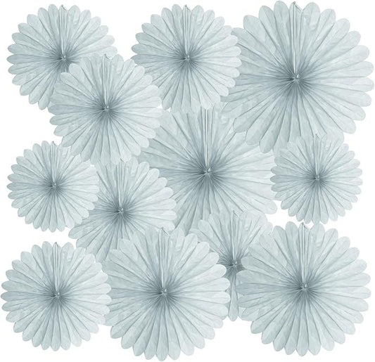 20 Pcs Gary Hanging Paper Fan, Hanging Honeycomb Round Paper Fans for Weddings, Birthdays, Christmas, Baby Showers, Classroom, Events Ceiling Party Supplies Decorations
