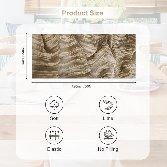 6 Pack Khaki Cheesecloth Table Runner 35x120 Inch 10Ft Rustic Gauze Cheese Cloth Table Runner Sheer Cheesecloth Table Runners for Wedding Party Bridal Shower Decoration