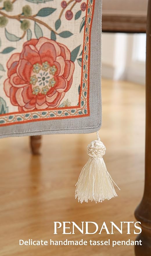 Farmhouse Floral Cloth Runner for Table,Decorative Linen 71 Inches Long Table Runners,Decor Tabletop for Kitchen,Dining,Tea Party,Home,Christmas,12"*71"