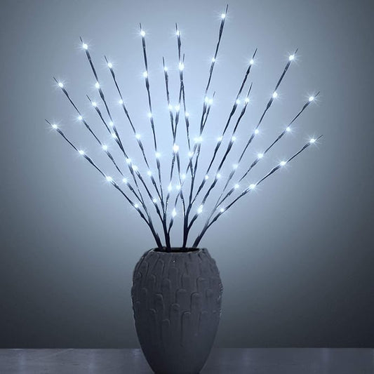 Led Branch Light Battery Operated Lighted Branches Vase Filler Willow Twig Lighted Branch 30 Inch 20 LED for Christmas Home Party Decoration Indoor Outdoor Use Pack of 2 White