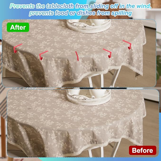 uxcell 8 Pack Tablecloth Clips, Stainless Steel Table Cloth Cover Clamps, 2.56" x 2.68" Windproof Holder Clips for Home Party Picnic Wedding Camping Dining Tables, Purple