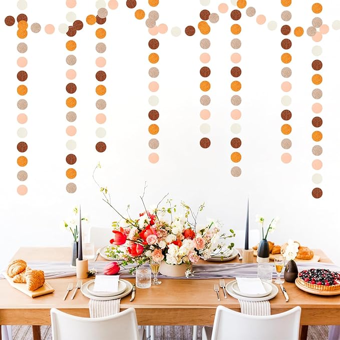 Orange Brown Rose-Gold Party-Decorations Streamers-Garland - 52ft Boho Fall Groovy Birthday Hanging Paper Banner,Autumn Burnt Baby Bridal Showe Neutral Wedding Sunset Bachelorette Decor Hugfond