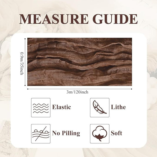 Asee'm 3pcs Cheesecloth Table Runner 120 Inches Long Brown Boho Gauze Cheese Cloth Runner 10FT Rustic Sheer Fall Table Runners for Thanksgiving Christmas Wedding Party Baby Shower Decoration