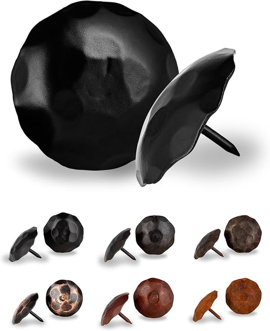 10 Pack 2" Round Head Iron Clavos Decorative Nails – Black – Handmade Rustic Round Fasteners for Farmhouse Shutters, Faux Wood Beams, Barn Doors, Shutters, Gates – Ornamental Wood Accent