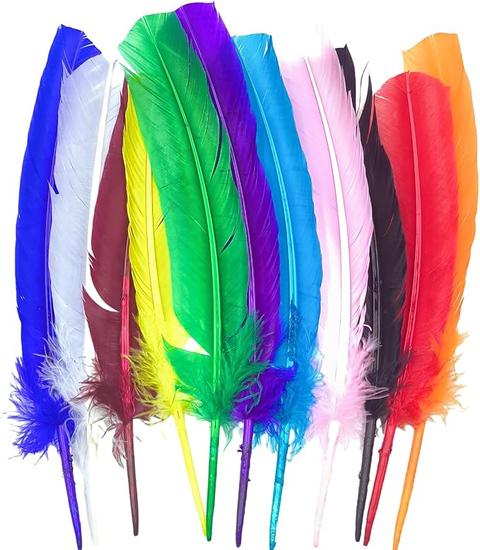 White Turkey Feathers,22 Pcs Natural Feathers Bulk Long 10-12 inch (25-30cm),Turkish Feather for Crafts DIY Wedding Home Party Mardi Gras Decorations (White)
