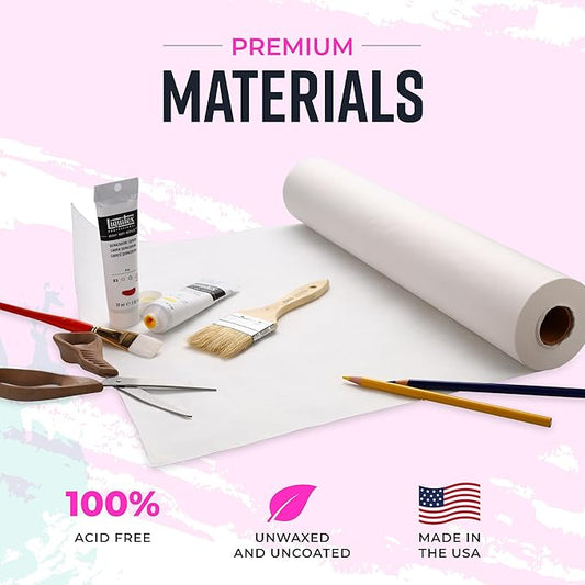 Bryco Goods 18”x1200” (100’) White Kraft Paper Roll - Pack of 2 - Easel Paper for Arts & Crafts, Floor Covering, Packaging, Gift Wrapping, Bulletin Boards - Made in The USA