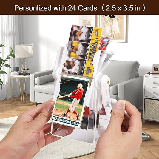 24-Slot Card Flip Book Display Stand,Trading Card Holder with Clear Protector for Gaming Cards, MTG, Sports Cards (Baseball/Basketball)