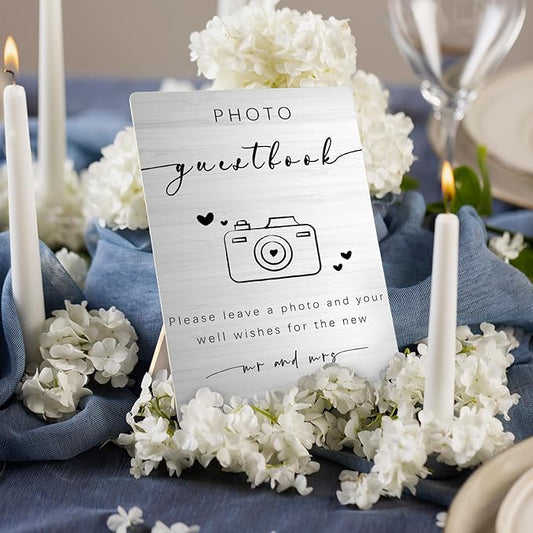 Wooden Photo Guest Book Stand 5x7inch - Wedding & Reception Decor - Gifts for Mr & Mrs