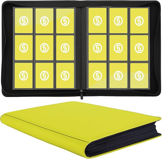 Card Binder 9 Pocket for 360 Cards - Premium Trading Card Binder with Sleeves Protection, Side Loading Card Collection Binder for TCG, MTG, YGO, One Piece Collectible Cards (Yellow)