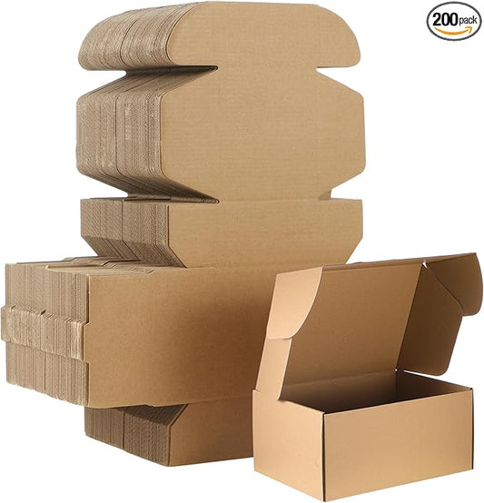 Qilery 200 Pcs Shipping Boxes Cardboard Gift Corrugated Cardboard Brown Boxes Mailer Packaging for Mailing Small Business Present (6 x 4 x 3 Inch)