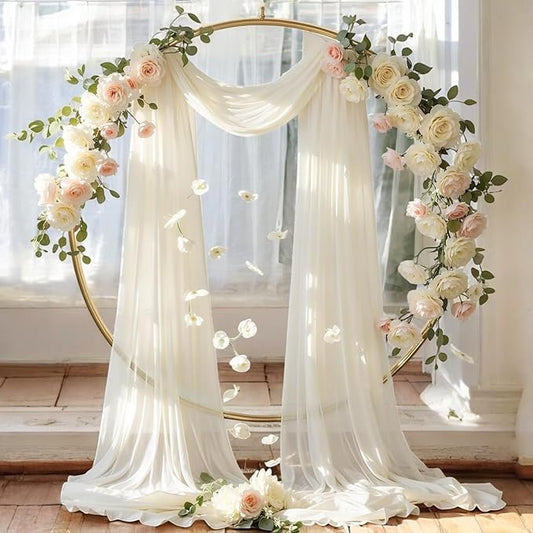 MDS Halloween Chiffon Draping Fabric - 1 Panel, 30" Wide x 75ft Long - Sheer Spooky Arbor & Canopy Drapery for Haunted House Backdrops, Party Ceilings, DIY Costumes & Themed Events - Ivory