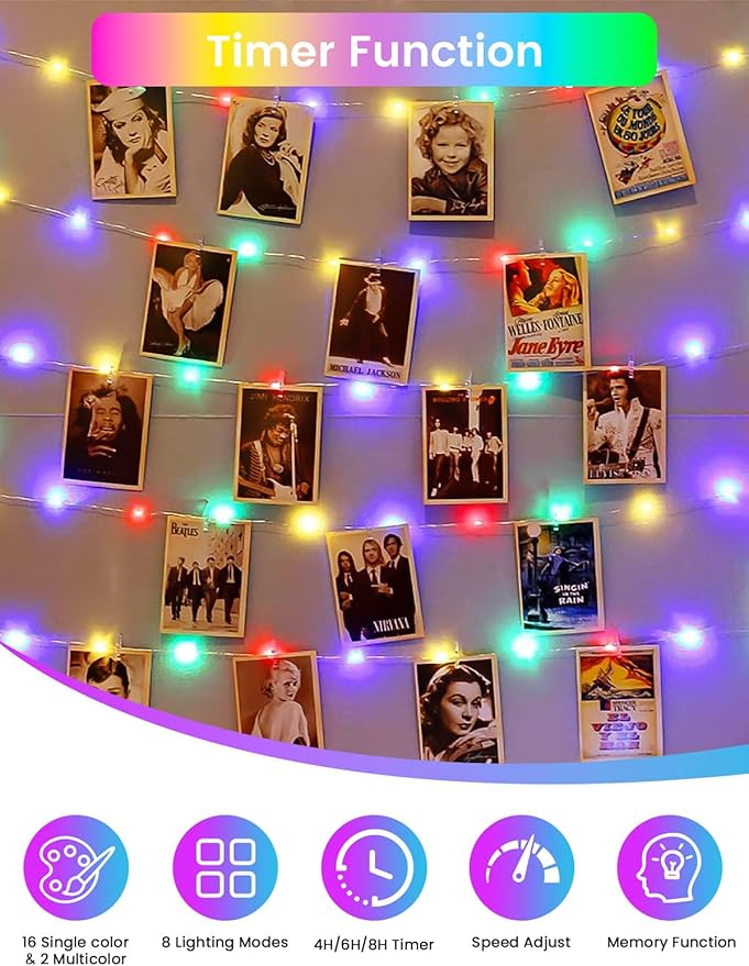 66Ft 200 LED RGB Color Changing Halloween Fairy Lights Plug in, Waterproof String Lights with Remote for Outdoor & Indoor, 24 Colors Twinkle Lights with Timer for Girl's Room Christmas Decorations
