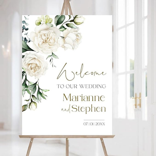 Personalized Wedding Welcome Sign, Flowers Wedding Welcome Sign, Wedding Welcome Sign, Custom Wedding Sign, Welcome To Our Wedding Sign, Flowers Wedding Board, Wedding Decorations Signs # 15